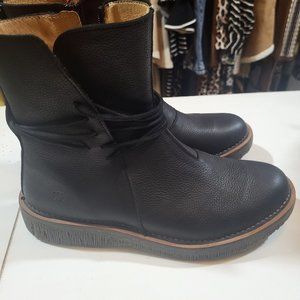Black leather, zip up bootie